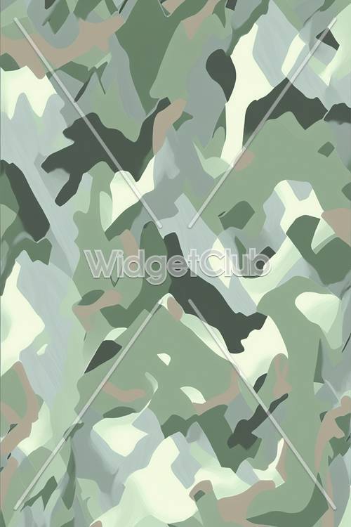 Camouflage Pattern in Soft Green Tones