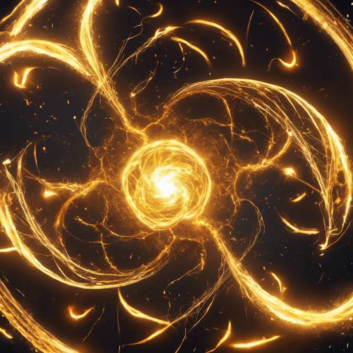 黄色超新星中火花和火焰的旋转漩涡。