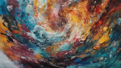 An expressive painting visualizing a powerful symphony with swirling colors and forms.