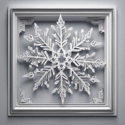 A delicate 3D paper snowflake, intricately cut, against a frosted window pane.