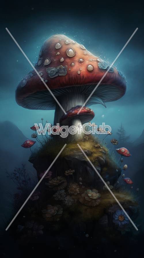 Enchanted Forest Mushroom Scene