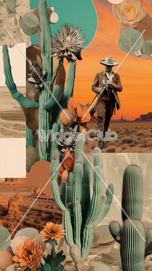 Desert Adventure with Cowboy and Cactus Fond d'écran[6fedb2e797fa4c5dae8f]
