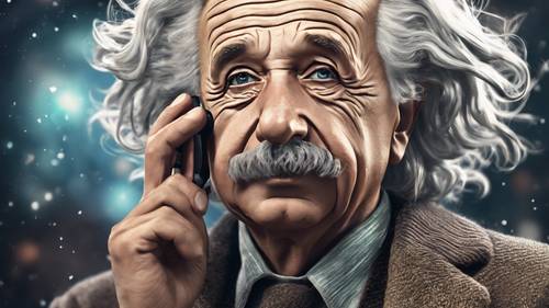 An illustration of Albert Einstein, where his famous quotes about learning and education form the lines and details of his face. Divar kağızı [67d641cb5074404dbfb7]