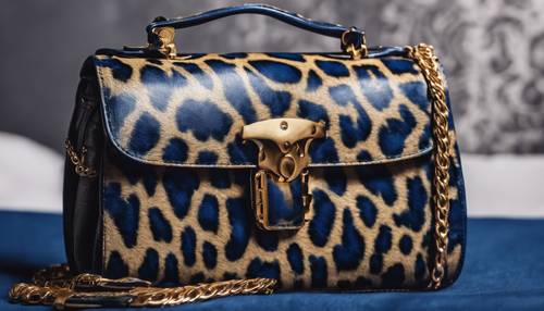 Stampa leopardata blu scuro su una borsa di lusso