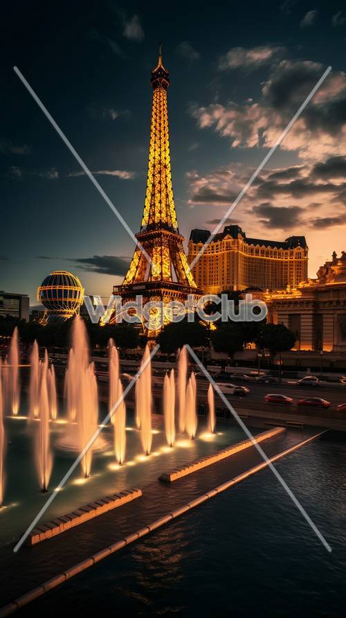 Paris Landmarks at Sunset