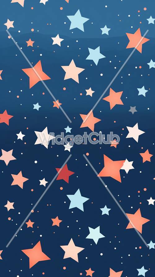 Estrelas coloridas no fundo do céu azul