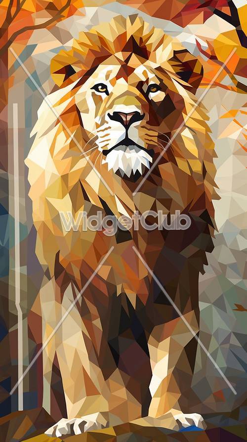 ジオメトリックなライオンのアート