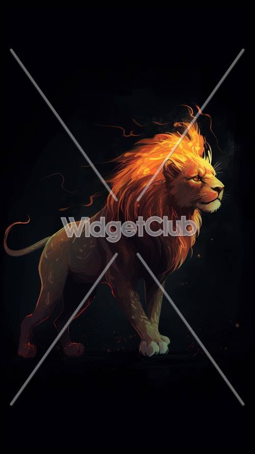 Obra de arte del león ardiente