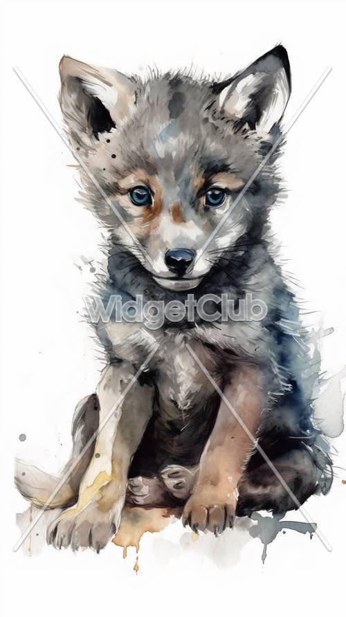 Cute Watercolor Fox Cub Art