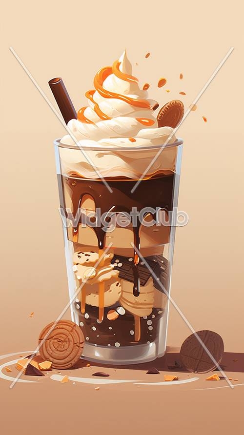 Delicious Chocolate Drink with Whipped Cream and Cookies Fond d'écran[029fc75fcf5247f69f8e]