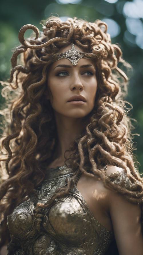 Medusa as she was before the curse, a beautiful maiden with lovely hair.