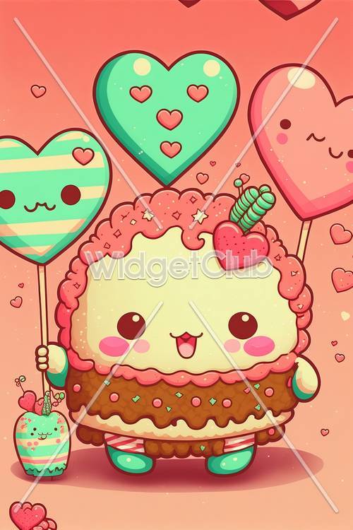 Cute Cake and Hearts Design for Kids