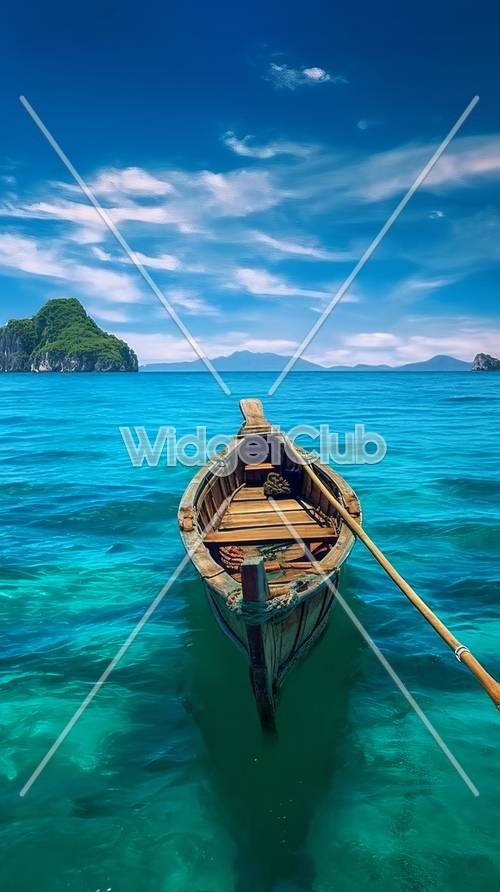 Explore Tropical Seas in a Wooden Boat Wallpaper[18ff1243240c495fbaa9]