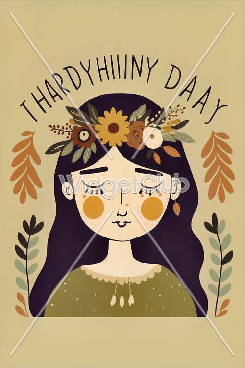 Girl with Floral Crown and Earth Tones