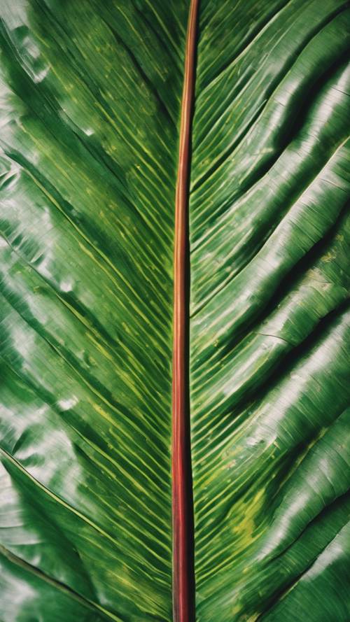 A banana leaf used as a canvas for a tribal painting.