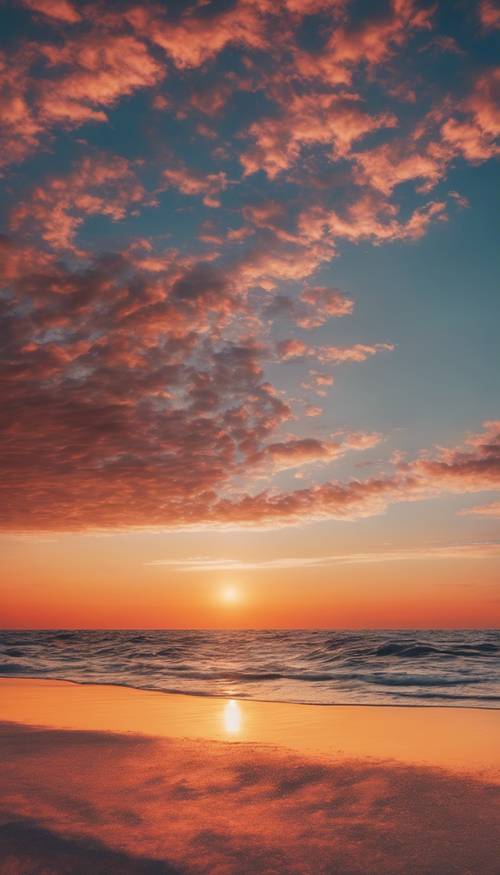 Ein lebendiger, ästhetischer Ombre-Sonnenaufgang über dem Ozean.