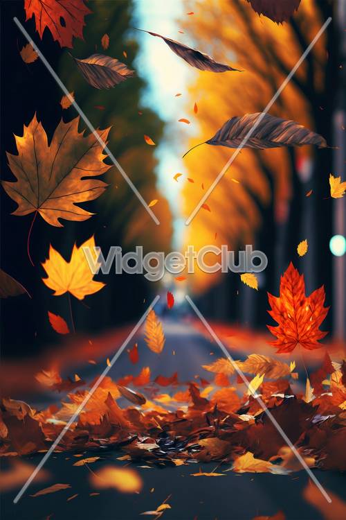 Herbstblätter tanzen im Wind