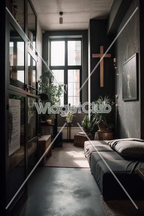 Cozy and Calming Study Room with Plants duvar kağıdı[76e420f12c7a4e3fb760]