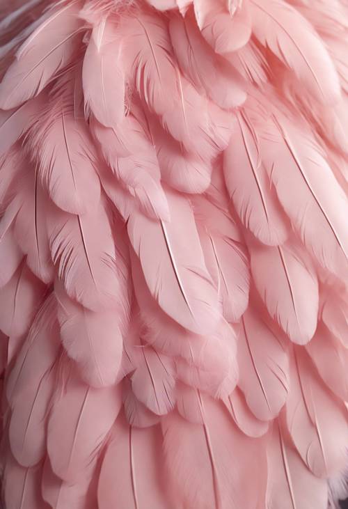 Detalle de plumas de color rosa pastel con iluminación suave.