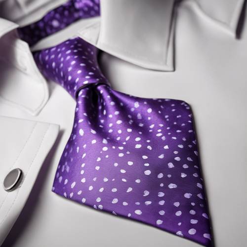Elegancki fioletowy krawat w krowie wzory, wykonany z wysokiej jakości jedwabiu.