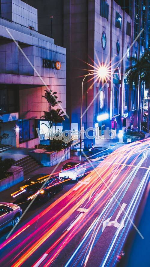 City Lights Speeding By at Night
