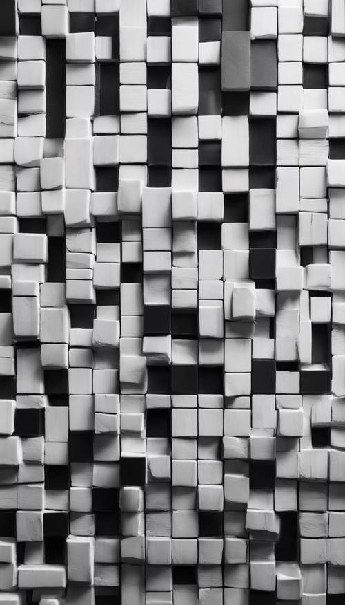 Ein abstraktes Muster aus schwarzen und weißen Ziegeln