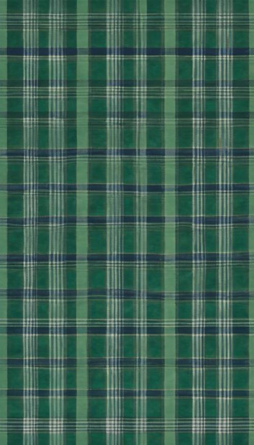 Dark emerald green and light royal blue combine to make a neat plaid pattern.