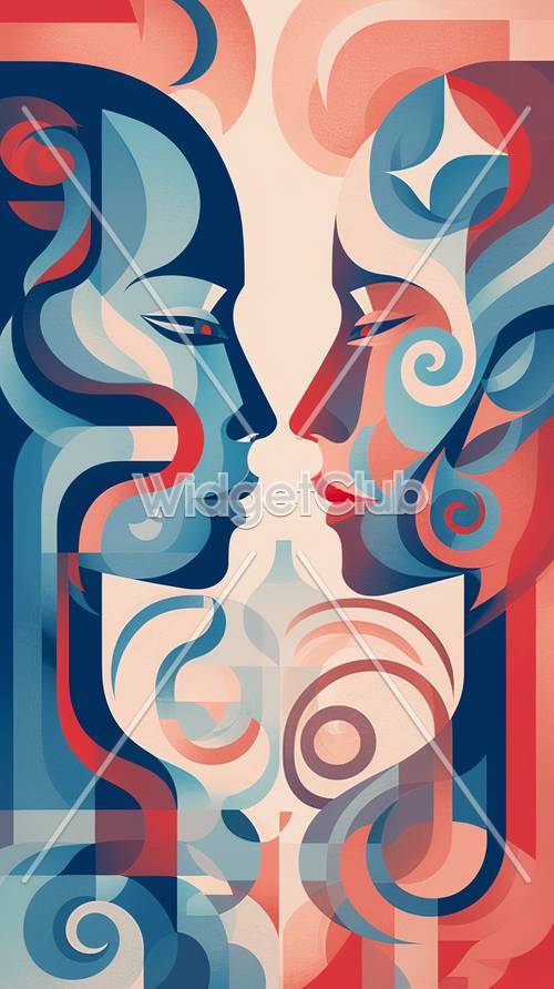 Colorful Abstract Faces Artwork Background