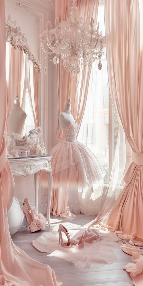 Elegant Pink Dress in a Dreamy Room Wallpaper [b21c937957474c48b242]