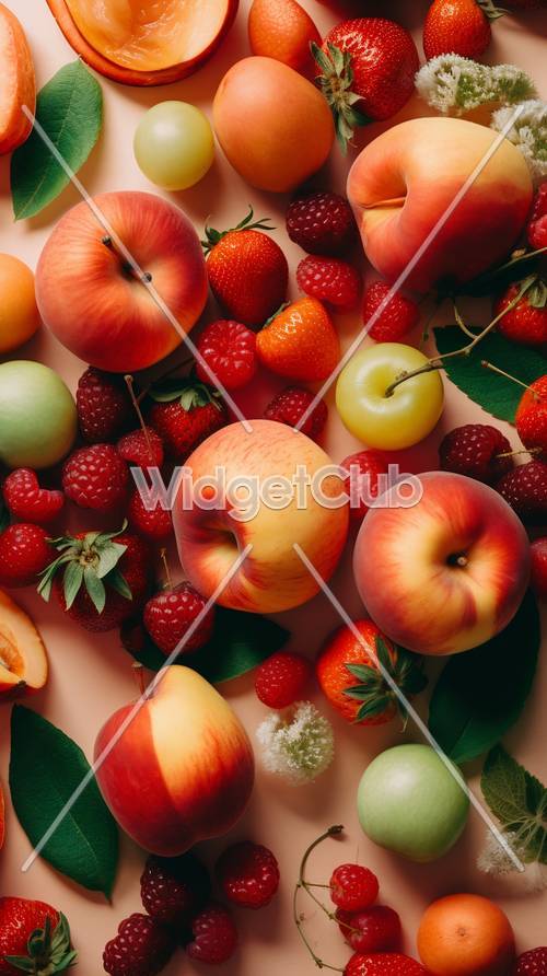 Kolorowe owoce na różowej powierzchni