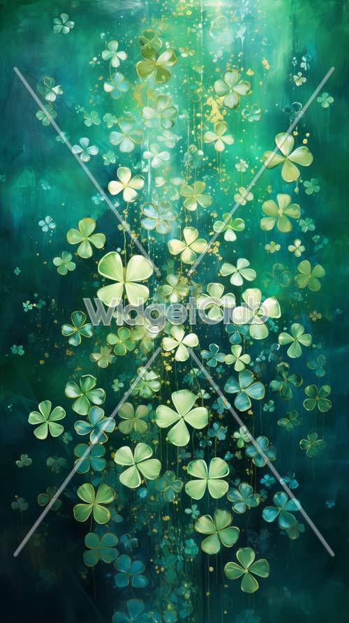 Enchanted Forest of Glowing Clover Leaves