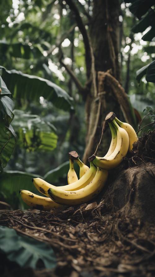 Skenario khayalan dimana pisang menggantikan semua pohon di hutan lebat.