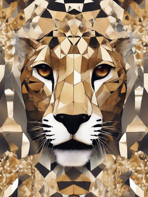 融合了猎豹印花元素的抽象几何设计。