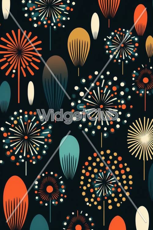 Colorful Fireworks Display on Dark Background Tapet[6226491a147a4b0e97a8]