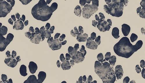 A floral pattern overlaying the delicately crafted paw print of a mallard duck.