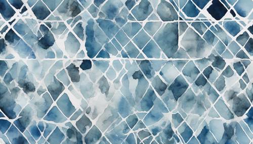 A series of soft white and stark blue brushstrokes forming an abstract watercolor lattice