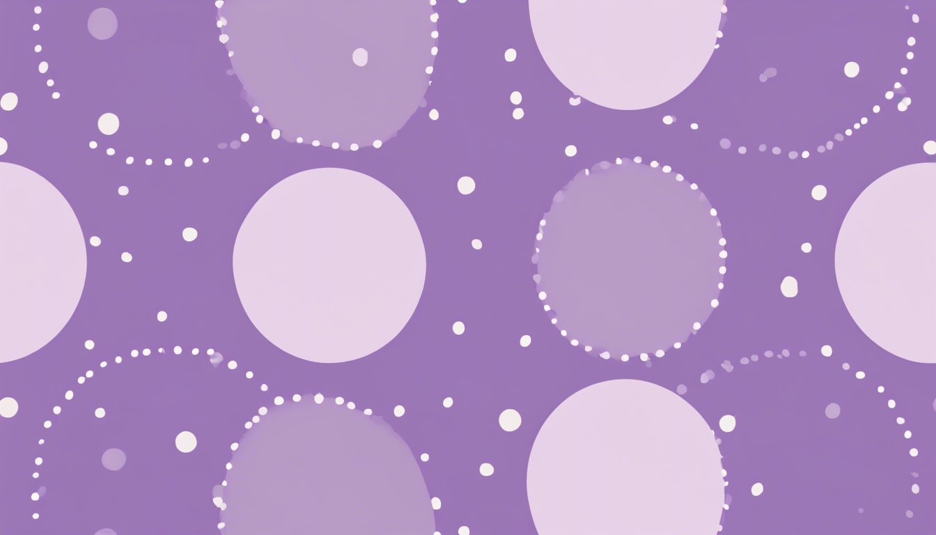A vibrant polka dot pattern with dots in various shades of purple on a lavender background. Tapet[cd2ac2266d1b48329828]