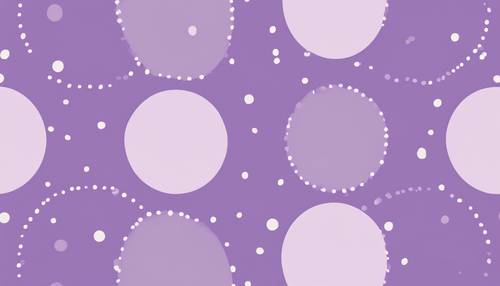A vibrant polka dot pattern with dots in various shades of purple on a lavender background.