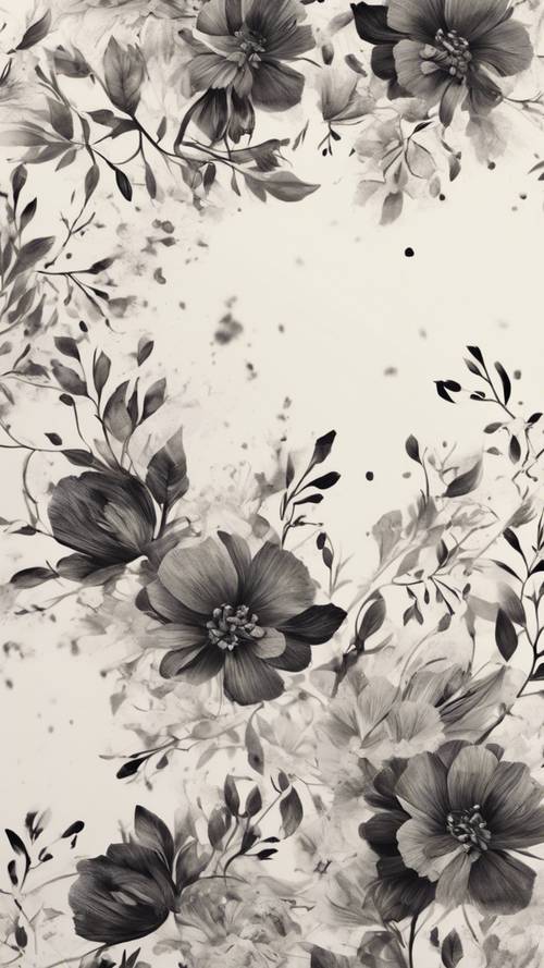一张浪漫的维多利亚风格的礼品卡，以黑色花卉笔触装饰。