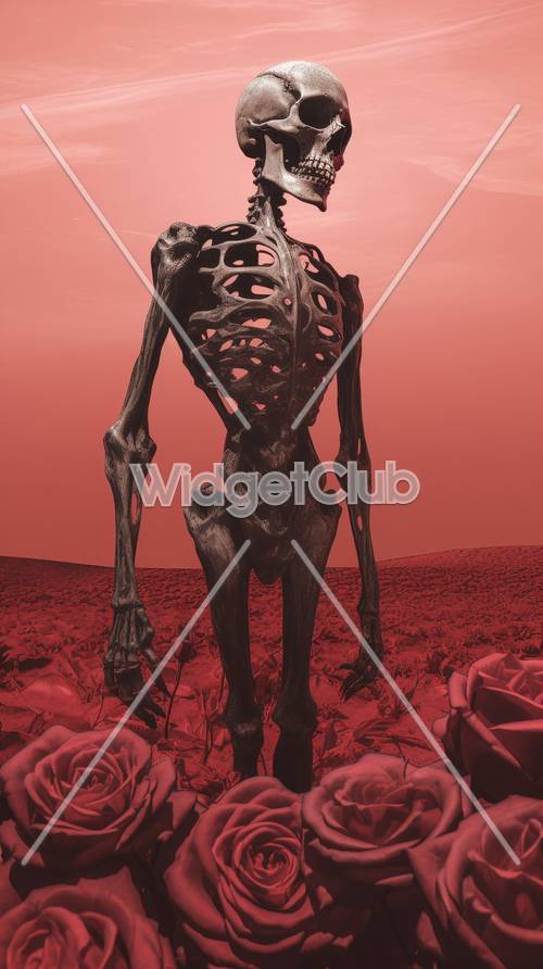 Mysterious Skeleton in a Red Desert