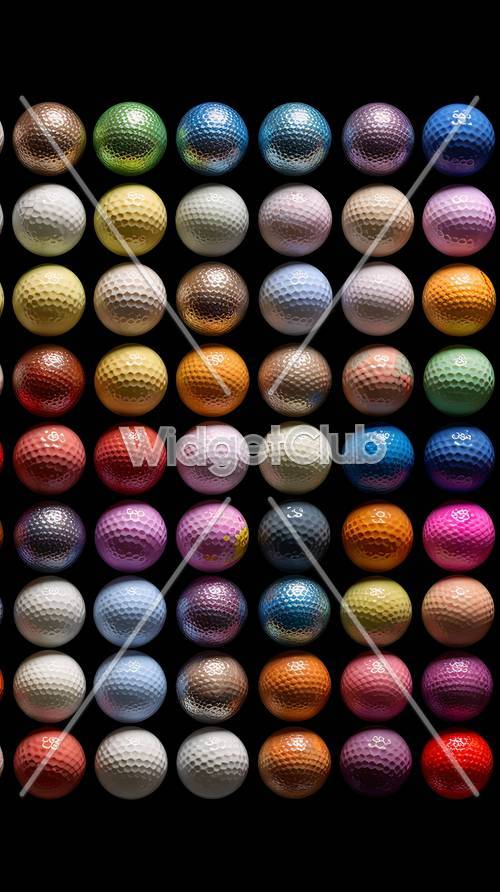 Exibição colorida de bolas de golfe