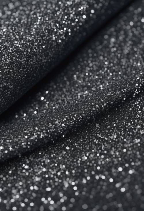繊細な黒グリッターが布地に施された高画質のシームレスパターン壁紙