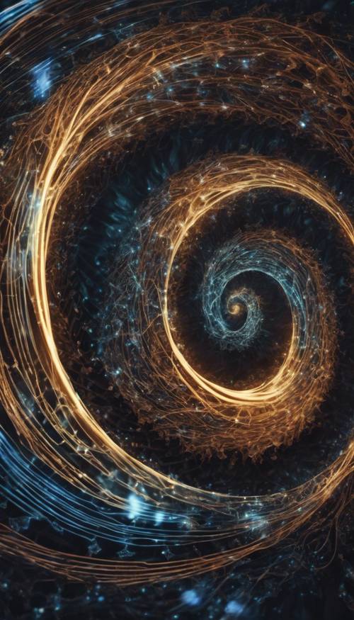 Un patrón de impresionantes y enigmáticas auras oscuras que giran en espiral y se entrelazan.