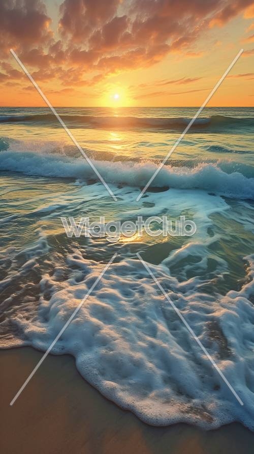 Sunset Waves at the Beach Wallpaper[62651d7ee7a1465080b4]