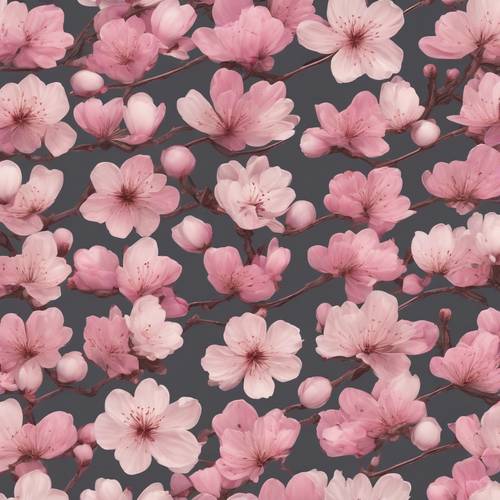 Un motivo ripetuto di fiori di ciliegio intriso di elementi estetici giapponesi.