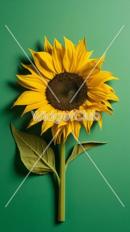 Bright Sunflower on Green Background