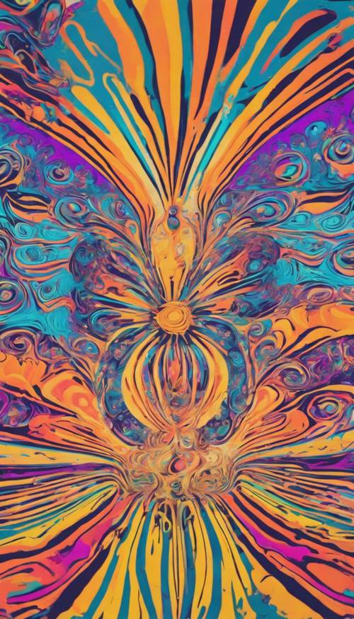 A bright, swirling psychedelic pattern typical of 1960's counter culture.