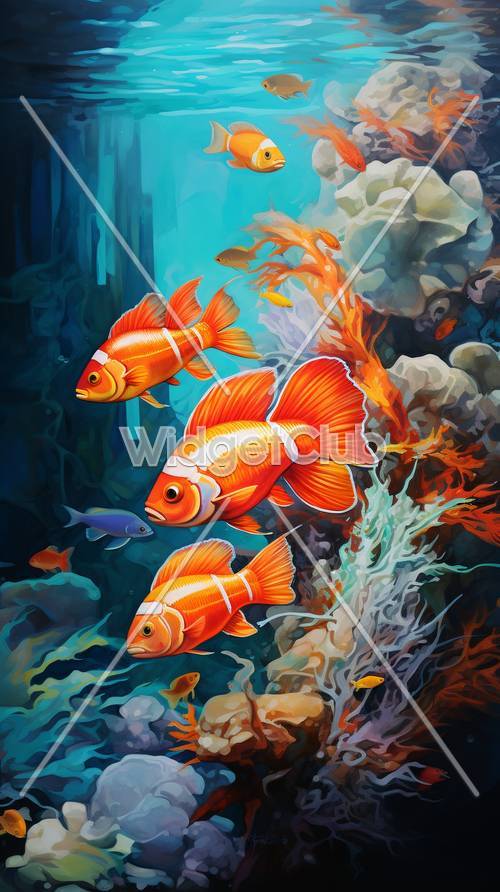 Красочные рыбы, плавающие в океане
