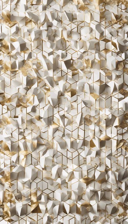 A modern white and gold geometric pattern.