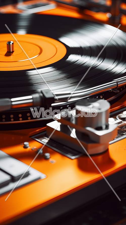 橙色黑胶唱片机氛围
